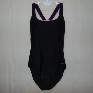 Speedo Black Purple Trim Swimsuit 16